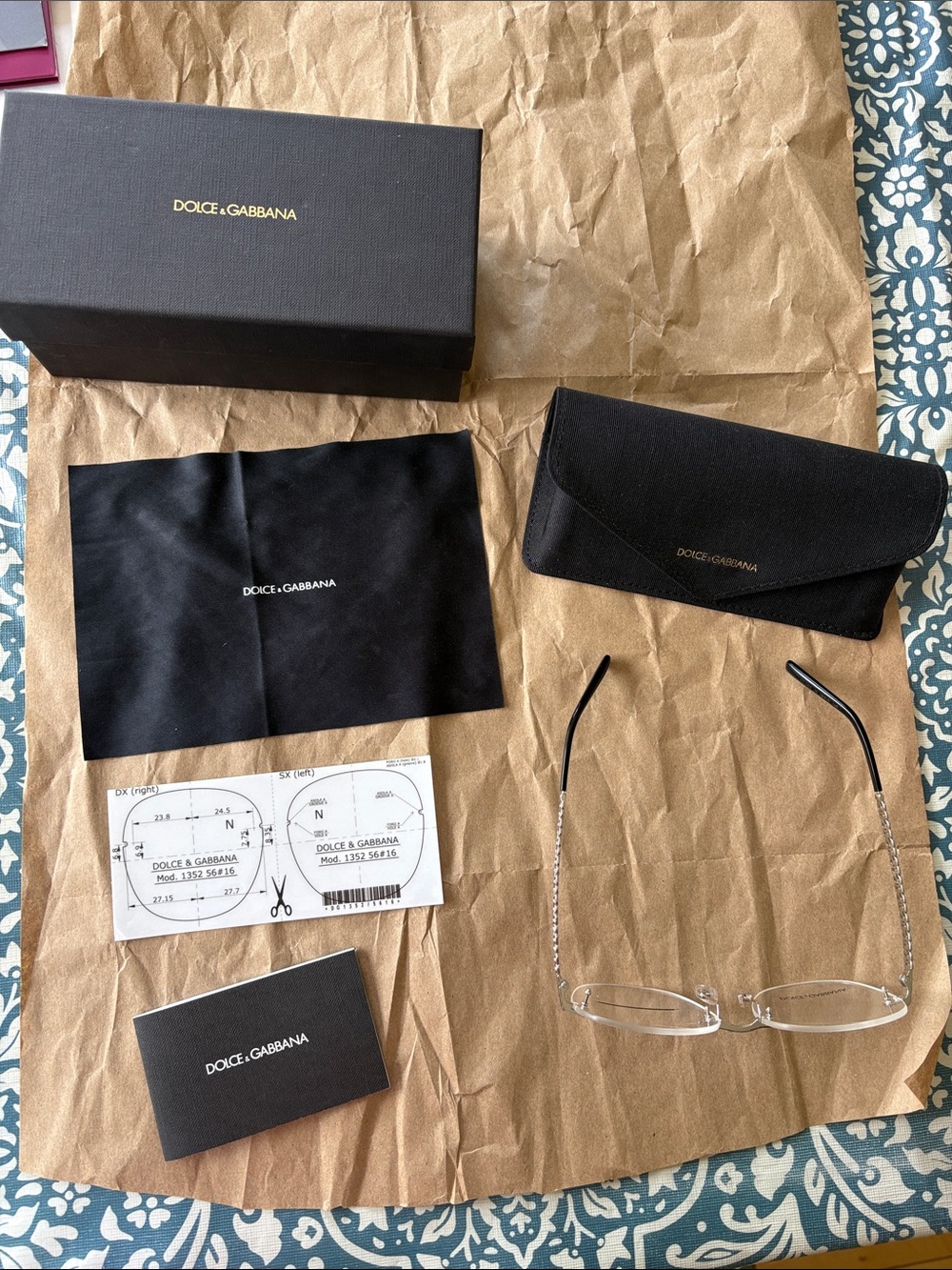 Dolce & Gabbana model 1352 Rimless Glasses with Black Temple Arms
